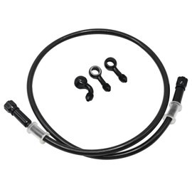 CADUFUELLY AN3 28 90 Degree M10 Aluminum Nylon Braided Motorcycle Brake Hose Line Fuel Line with 360 Degree Swivel Banjo Replacement for ATV Motocross Pit Dirt Street Racing Bike(60cm/23.6")