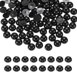 sourcing map 1300Pcs Half Pearl for Crafts, 4mm Plastic Half Flatback Imitation Pearls Cabochon Loose Beads Rhinestone for DIY Crafts Clothing Tumbler Shoes Embellishment Nail (Black)