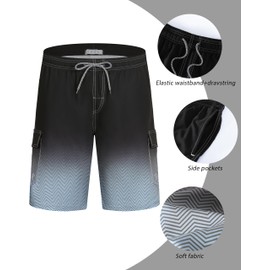 ELETOP Men's Swimming Shorts Swim Trunks Quick Dry Board Shorts Men Performance Beach Shorts Surfing Shorts with Mesh Lining S-4XL Black Grey