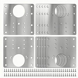 12PCS Upgraded Cabinet Hinge Repair Plate Kit: FOGZUVR Durable Door Hinge Mounting Plate Stainless Steel, Large Cabinet Fix Board with Screws for Kitchen Cabinet, Cupboard Doors and Furniture