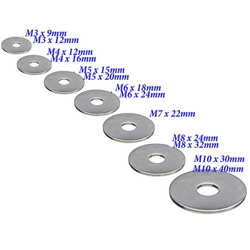 M4 x 20mm Penny Repair Flat Washers Mudguard A2 Stainless