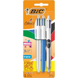 BIC 3 STYLOS BILLE 4 COULEURS