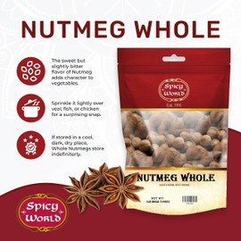 Spicy World Whole Nutmeg 1 Pound (16oz) - 80+ Pieces!