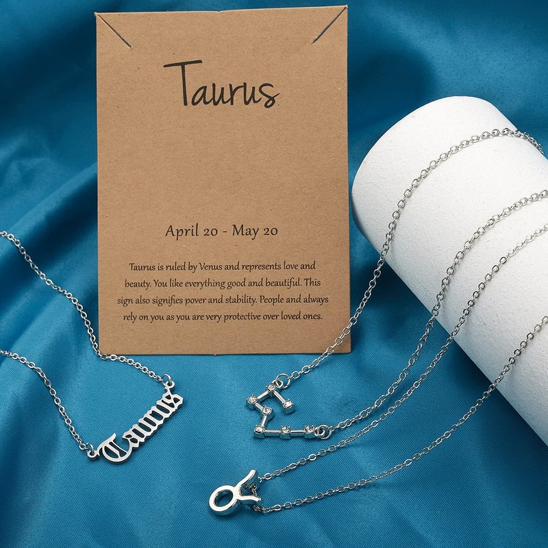 3Pcs 12 Constellation Zodiac Sign Layered Choker Necklaces Letter Astrology