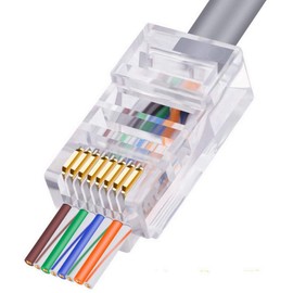 Yankok [Conectores de paso RJ45 CAT6] 8P8C pines chapados en oro de 3 clavijas para cables Ethernet Cat6 Terminación fácil y rápida sin blindaje (Paquete de 100)