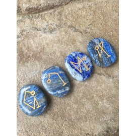 Lapis Archangel Sigil Box Set,Engraved Symbols, Archangel Stone Set Pocket Worry Palm Stones for Healing Reiki Decoration, Raphael, Gabriel, Uriel, Michael