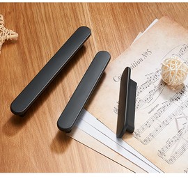 Guolich 2 Pcs Hole Centers 5.03 Inch(128mm) Kitchen Drawer Handle Door Cabinet Pulls Zinc Alloy Handle Modern Matte Black Brushed Brass Hardware for Wardrobe Bathroom Dresser