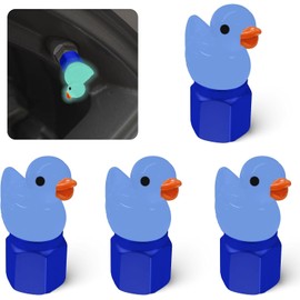 Paquete de 4 Tapones para válvulas de neumáticos con Forma de Pato Que Brillan en la Oscuridad. Decoración práctica e Interesante para Autos, Motocicletas, Camiones y Bicicletas (Azul).