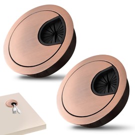2 Pcs Desk Cable Grommet 60mm Zinc Alloy Desk Grommet Round Desk Table Grommet Cable Tidies Desk Wire Hole Cover for Management of Office & Computer Desk (Rose Gold)