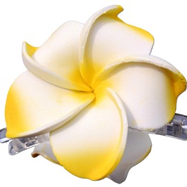 Sea Stars Bali Hawaii Hair Clip 2 Frangipani Flowers Made of Foam Rubber Hair Clip Yellow