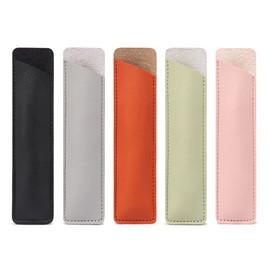 Set of 5 PU Leather Pen Case Holder for Single, Vintage Handmade Fountain Pen Pouch, Protective Sleeve Cover for Pencil, Ballpoint Pen (Black, Green, Pink, Gray, Orange)