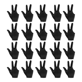 PATIKIL 20pcs 3 Fingers Pool Gloves Billiard Gloves Left and Right Hand Show Gloves Pool Cue Gloves for Shooter Carrom Pool Snooker Cue Sports Black