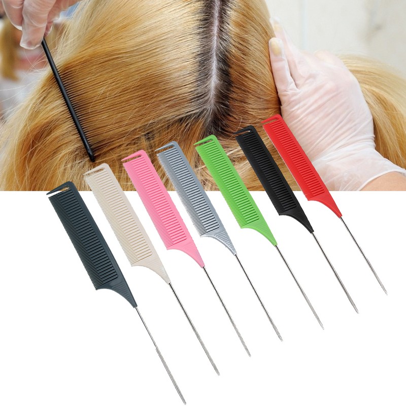 7pcs RatTail Hairdressing Styling Comb FineTooth Salon Dyeing Tinting Hair