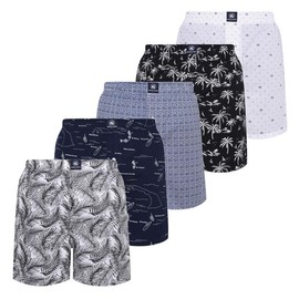 NOBLE HUES - Men's Boxer Shorts, Comfortable Cotton Boxers, 100% Cotton Print Multicolor Boxers for Men, Pack of 5