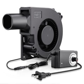 GDSTIME BBQ Stove Fan, 120mm x 32mm 12cm AC 100-240V Blower Inflatable Cooling Fan for Boiler Outdoor Camping Drum Smoker Cooking BBQ Stove DIY, Variable Speed Controller, US Plug