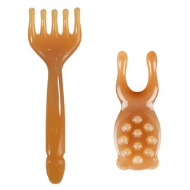 ExcellaElite Head Massage Tools,Five Claw Scalp Massage,Portable Manual Scalp Massager Comb,Easy to Hold and Control Gua Sha Tool with Small Goldfish Nose Lifter for Stress Relief (Amber)