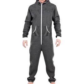 Juicy Trendz Men's Onesie Jumpsuit Tracksuit Jogging Suit One Piece Pattern Jumpsuit, Charcoal, XL