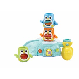 VTech Stack and Slide Penguin Pals, Interactive Stacking Bath Toy for Sensory Play, 3 Stacking Penguins, Songs, Phrases and Melodies, Gift for Toddler 12, 18, 24 Months Plus, English Version