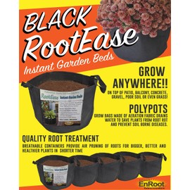 EnRoot Products RootEase Garden Planting Fabric Container, Heavy Duty Durable Fabric Grow Pots, Perfect Harvest Planter, Raised Bed Gardening, Eco-Friendly Grow Bags - 3 Pack (7 Gallon, Black)