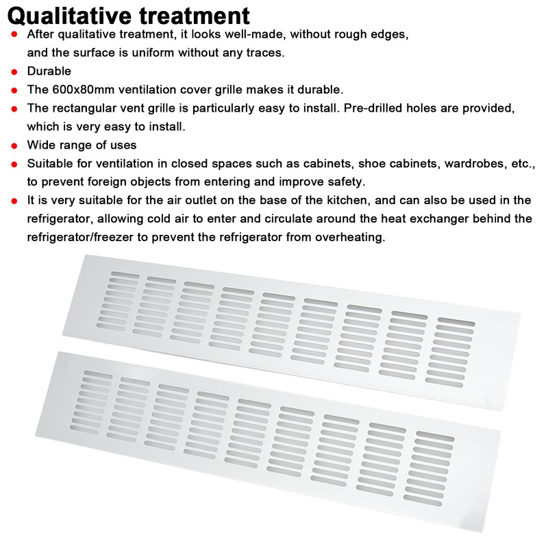 2 Pcs Air Vent Ventilation Grille Aluminium Alloy Rectangular Vent
