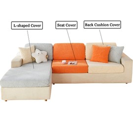 Topchances 2023 New Wear-Resistant Universal Sofa Cover, Stretch Couch Cushion Slipcovers Replacement, Anti-Slip L Shape Sofa Covers, Chaise Lounge Sofa Slipcover (Leaves Orange, 3 Seat Cover)