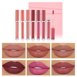 6 PCS Matte Lipstick Set, Nude Pink Rose Pink Deep Red Lipstick for Women Silky Smooth Full-Coverage Non-fading Longlasting Lipsticks Waterproof Tinted Lip Balm, Gift for Women