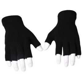 True Face Unisex Gloves Fingerless Super Soft Magic Gripper Thermal Winter Gloves Black