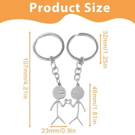 IKOPFLN Pack of 2 Funny Stick Figures to Compare Heart Key Chain Partner Gift Valentine's Day for Him and Her, Anniversary Couple Gifts for Both, b