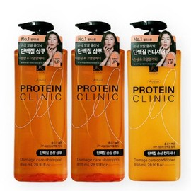 Elastine 엘라스틴 아미노 프로틴 클리닉 단백질 손상 샴푸 2개 + 컨디셔너 1개 855ml Elastin Amino Protein Clinic Damaged Protein Shampoo 2pcs + Conditioner 1pc 855ml