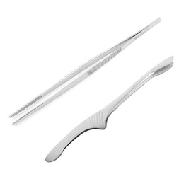 WYAN 2 Pcs Tongs Kitchen and Cooking Tongs, Long Stainless Steel Grill Tweezers, Fine Straight Cooking Tweezer Tongs, Meat Tongs