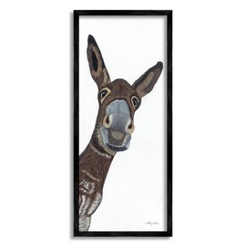 Stupell Industries Donkey Peering Happily Casual Farm Animal Portrait Framed Wall Art, Design By Ashley Justice