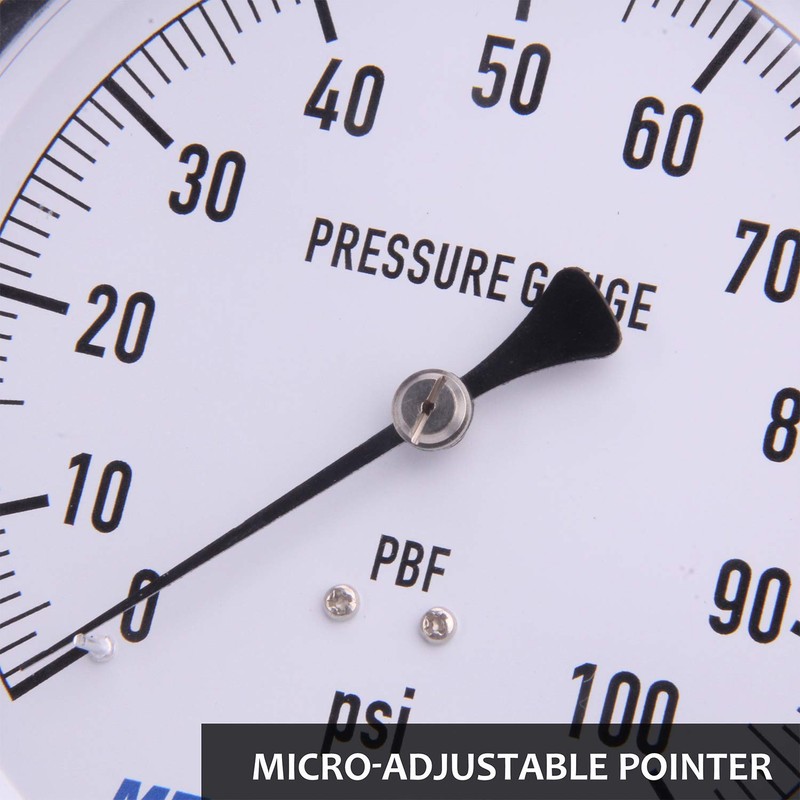 MEASUREMAN 304 Stainless Steel Case,Contractor Pressure Gauge, 0-100Psi, 4-1/2" Dial