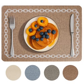 OasisLiteZen Placemats Set of 6, Heat Resistant & Waterproof Table Mats for Dining, Non Slip Scratch Proof Place Mats for Kitchen, Easy to Clean - Outdoor,Indoor Use（17x12 Inch）