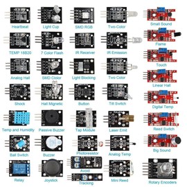 Hailege 37 Sensors Assortment Kit 37 Sensors Kit Sensor Starter Kit Raspberry Pi Sensor Kit 37 in 1 Robot Projects Starter Kits Raspberry Pi