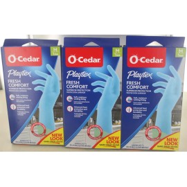 Playtex (3) O-Cedar Playtex Premium Reusable Cleaning Gloves w/ Drip-Catch Cuff Blue Med