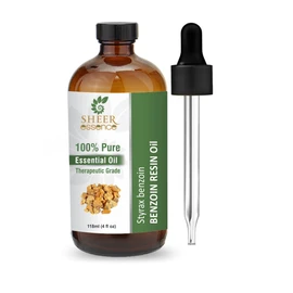 Sheer Essence Sheer Essence Essential Oils 4oz - 100% Pure and Natural - Therapeutic Grade Oil - Huge 4 Fluid Ounces Bottle with Premium Glass Dropper (Benzoin Resin Oil)