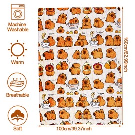 SFODTN Capybara Blankets, Throw Blanket for Kids, Throw Blanket Soft Cover Flannel Cozy Plush Fleece Blanket Cartoon Anime Quilt Spread Perfect for Home, Bedroom, Sleepovers & Camping