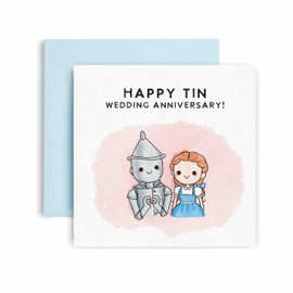 Happy Tin Anniversary Card - 10th Anniversary Card for Husband or Wife - Happy Wedding Anniversary 14.8cm (Tin 10th)