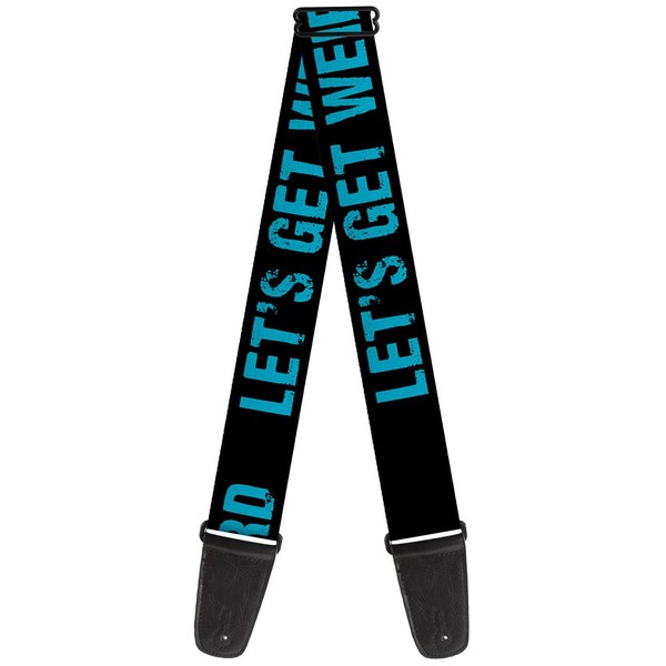 Guitar Strap - LET'S GET WEIRD Weathered Black Bright Blue