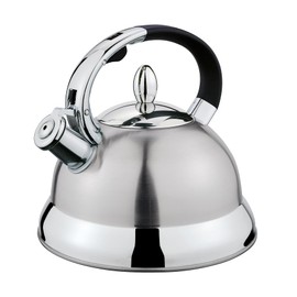 Cilio Conte 18/8 Stainless Steel Whistling Water Kettle, 2 Qt, Silver - Hot Water Kettle Electric - Tea Kettle Stove Top - Water Boiler - Gooseneck Kettle - Electric Kettles Boiling Water - 2 Steel