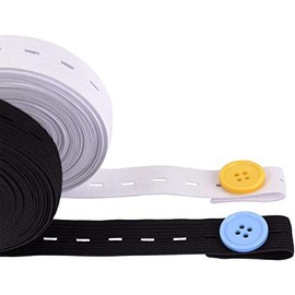 Elastic Band with Buttonhole, 5.46 Yards Sewing Elastic 5 Meter x 20mm Ribbon Bands Webbing Strap Cord for Craft Sewing Accessories Knitting Waistbands, Elastic for Visor (White, 20mm x 5m)