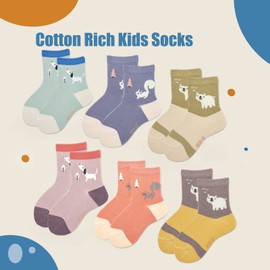 Girls Cotton Crew Socks Kids Seamless Toe Socks Athletic Quarter Socks 5-7 Years