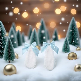 1Pair Girls Bunny Plush Lop Ears Hair Clip, Cinnamoroll Ears, Rabbit Furry Ears Ribbon Bow-knot Hair Clamp, Floppy Bunny Ears, Hairpin Cosplay Headwear Bunny Ears Hair Clips to Wear Ornaments