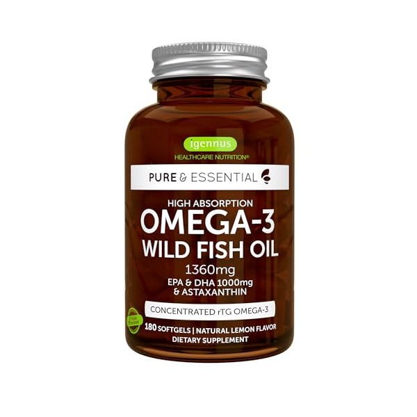 Pure Essential Super Concentrated rTG Omega 3 1000mg, Wild Fish