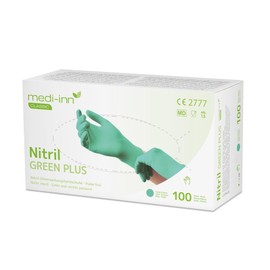 Medi-Inn Nitrile Green Plus Disposable Gloves, Powder-Free, Size M, Pack of 100