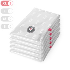Compactor Aspispace XL Vacuum Compression Bags - Set of 5, 80X130 cm, Transparent, Reusable up to 100 Times