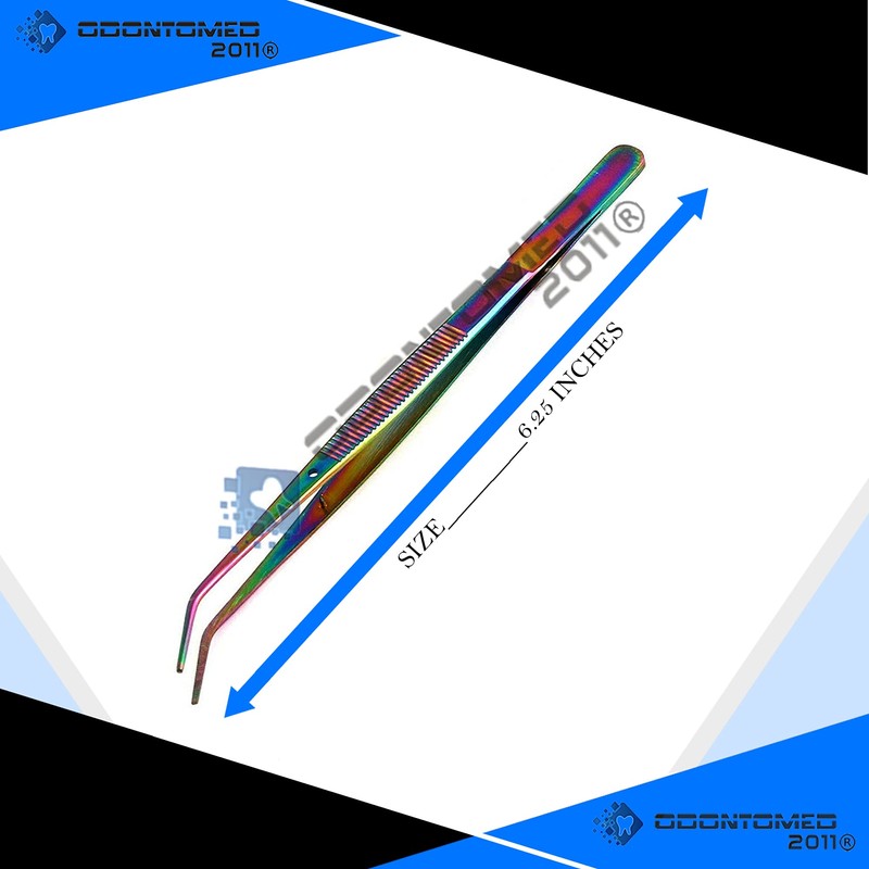 OdontoMed2011 Multi Rainbow Color Stainless Steel Tweezers – Heavy Pattern