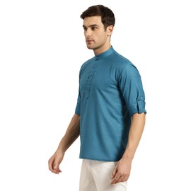 Sojanya (Since 1958, Kurta corta de algodón para hombre, Azul eléctrico, XX-Large