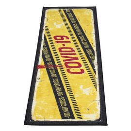 Ottomanson Siesta Kitchen Collection Non-Slip Rubberback COVID-19 Sign Design 2x5 Kitchen Runner Rug, 20" x 59", Yellow