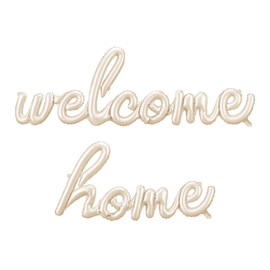 Welcome Home - Palloncino in pellicola XXL color crema satinato, circa 260 x 55 cm, decorazione di benvenuto per ritorno a casa, nascita, baby shower, inaugurazione della casa, gonfiaggio ad aria
